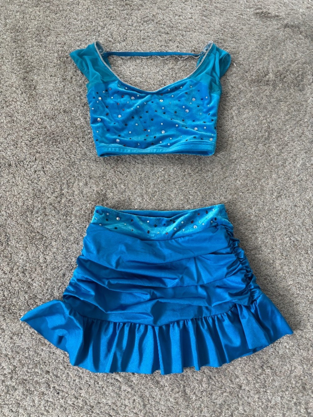 Weissman Adult Small 2 piece turquoise dance costume